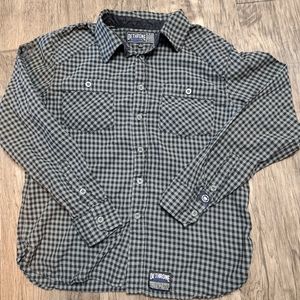 Dethrone Royalty Brand black & Gray check Flannel Shirt Men's Size L